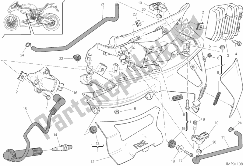 Alle onderdelen voor de 018 - Impianto Elettrico Sinistro van de Ducati Superbike 959 Panigale Corse 2018